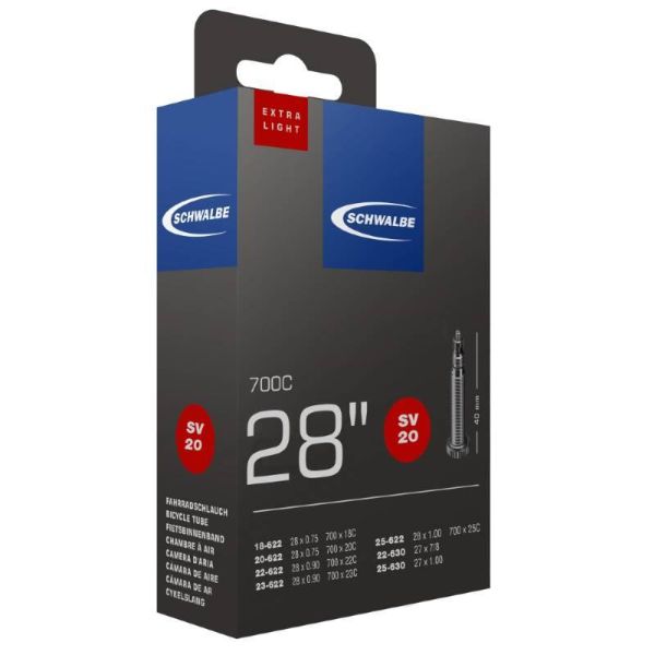Schwalbe SV20 Extra Light Presta Tube 40mm Valve
