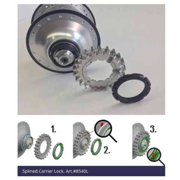 Splined Carrier with Lock-Ring for Carbon Drive / SPEEDHUB splined sprockets (15t upwards)