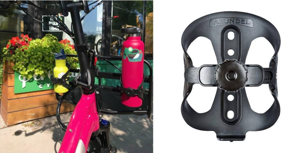An example of the various sizes of bottles the Arundel Looney Bin bottle cage can accommodate. 